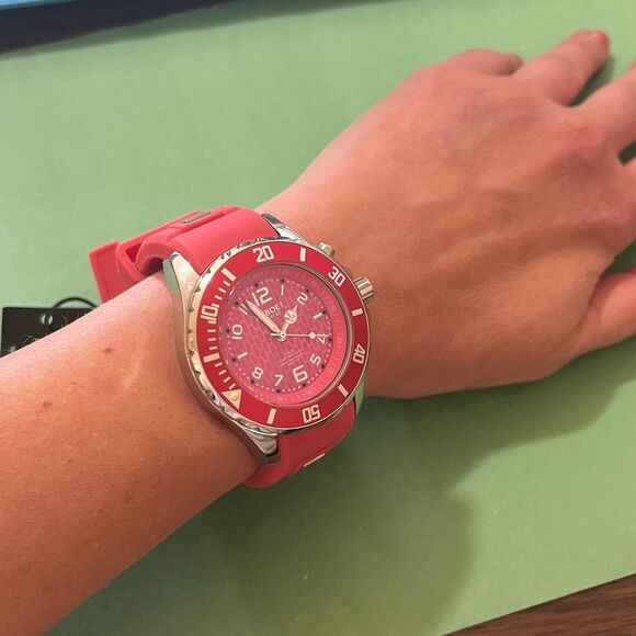 KYBOE silver watch silicone band 40 mm pale red color Unisex main image 3